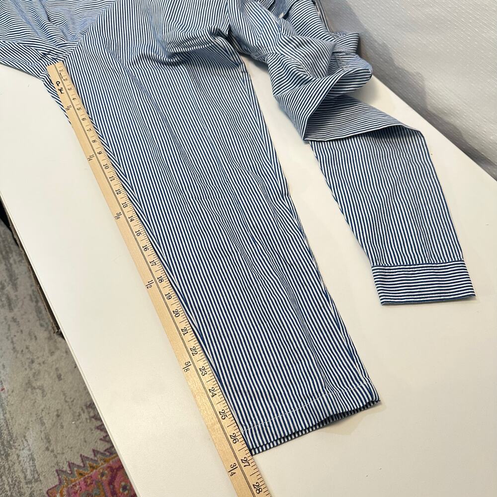Outerknown Womens Overall Jumpsuit Size M Blue Stripe Linen Coastal Minimalist - Picture 16 of 16